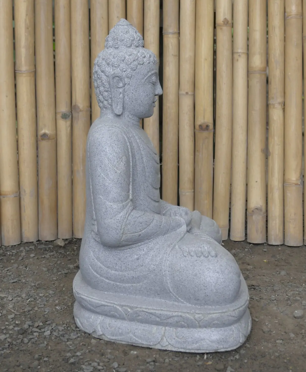  Product image 3 of the product “Seated Buddha made of Riverstone in Dhyana position - gesture of meditation, H.62 cm, natural. ”